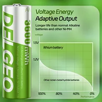 Delgeo AA Rechargeable Lithium-ion Battery 1.5V with Charger 3600mWh Large Capacity Compatiable for Mouse, Remote Control and Gamepad 6