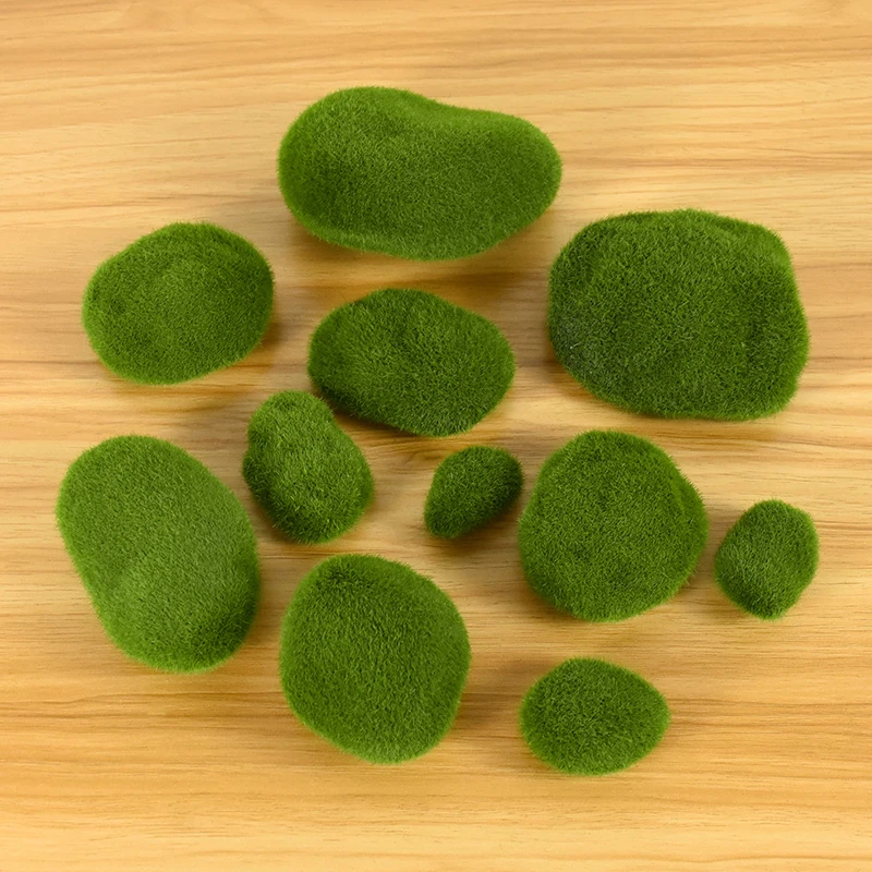 50 Pcs 5 Size Artificial Moss Rocks Decorative Faux Green Moss