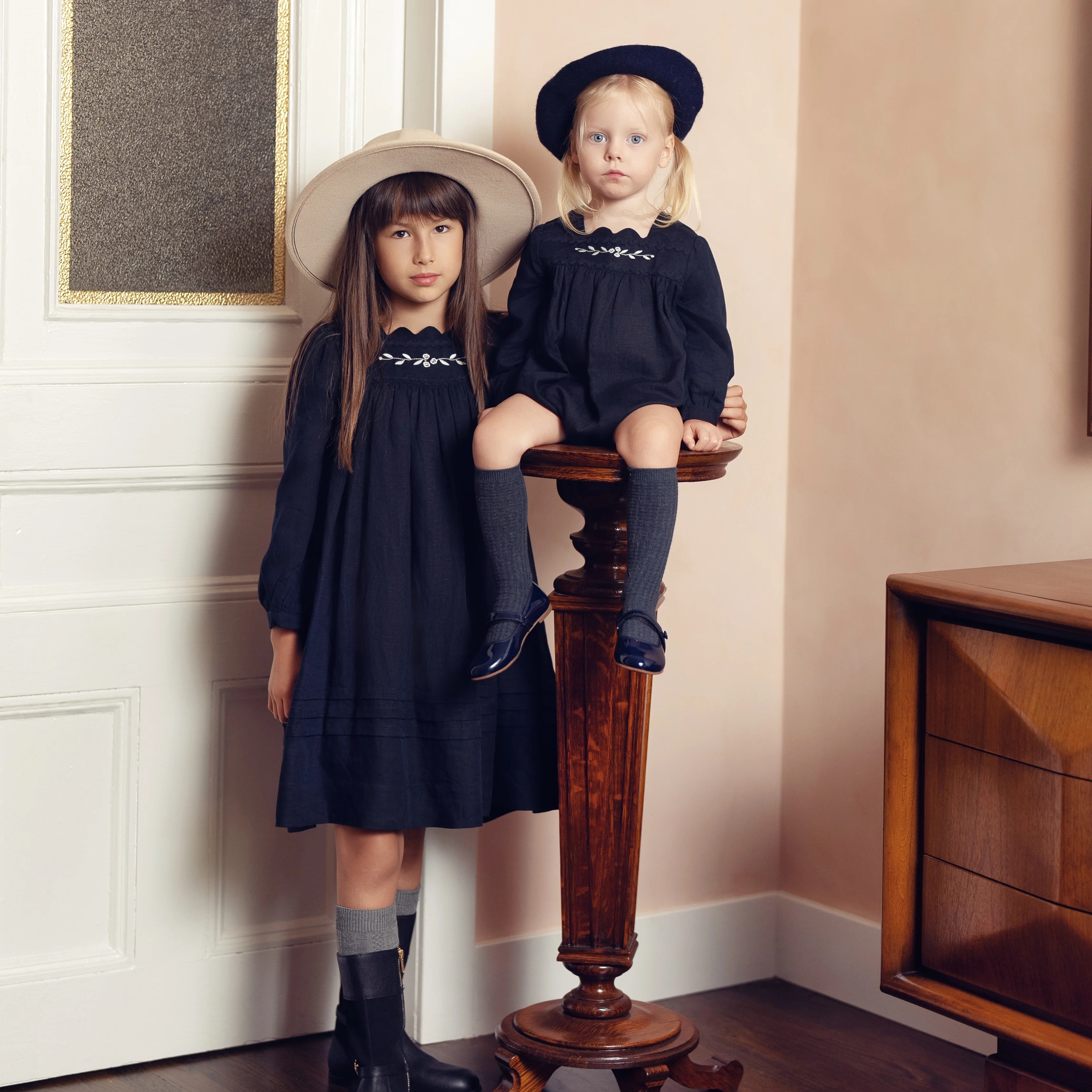 Designer Shabbos Brother Sister Cotton Linen Clothes with Embroidery Holiday Outfits cotton linen clothes