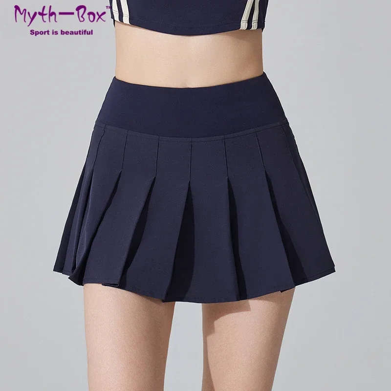 Summer Women Tennis Skirts Sport Pleated Skort Fake Two Piece Badminton Shorts Girls Gym Fitness Running Short Skirt With Pocket
