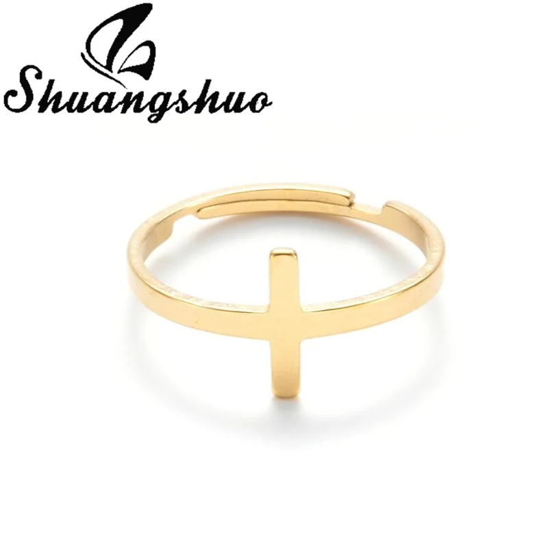Shuangshuo Punk Cross Stainless Steel Stud Earrings