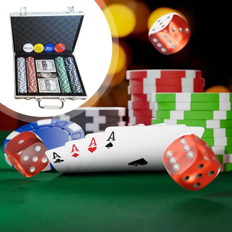 Poker Chips Set Professional Poker Sets Counting Counters Chips Set Aluminum Case Game Nights poker chips