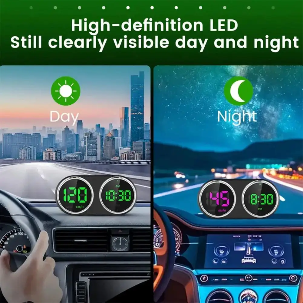 HUD per Auto con Tachimetro Digitale, Orologio, Allarme di Eccesso di Velocità, Display a 7 Colori, Plug and Play, Accessori Auto Universali - immagine 6