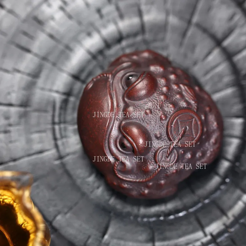 1pcs Purple Sand Toad Tea Pet Chinese Desktop Tea for Home Use Kung Fu Tea Set Accessories Cute Auspicious Divine Beast