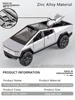 1:24 Tesla Cyberpunk Pickup Truck Model Alloy Simulation Sound And Light Pull Back Off-Road Vehicle Boys Collection Decoration 3