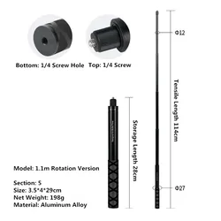 Invisible Selfie Stick & Bullet Time Handle (1.1M Aluminum Alloy)