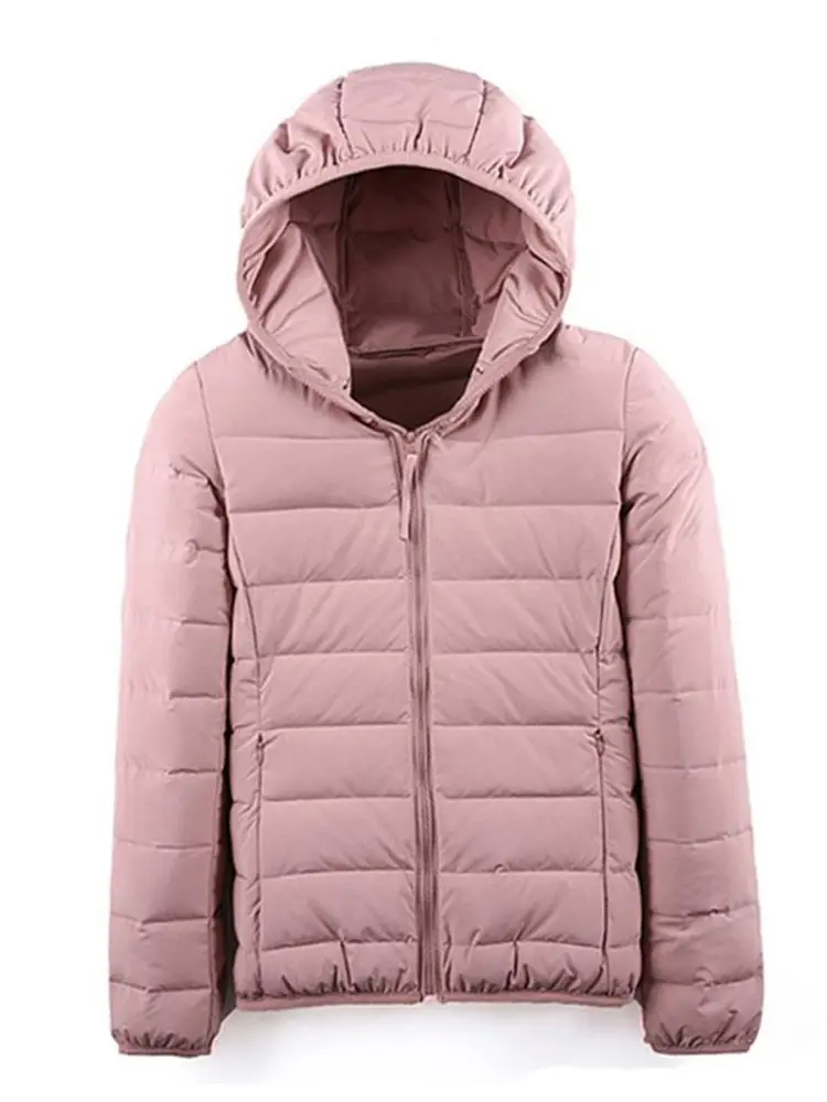 2023 New Seamless Down Jackets Women Autumn Winter Hooded Windproof Fluffy Duck Down Coat Female Warm Parkas Chaqueta Mujer