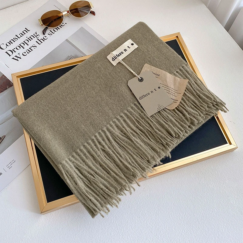 Neue 45 Farbe Winter Schal für Frauen Lange Warme Kaschmir Schals Hijab Solide Dame Schal Wrap Weibliche Pashmina Bandana Kopf Stola – Detail 26
