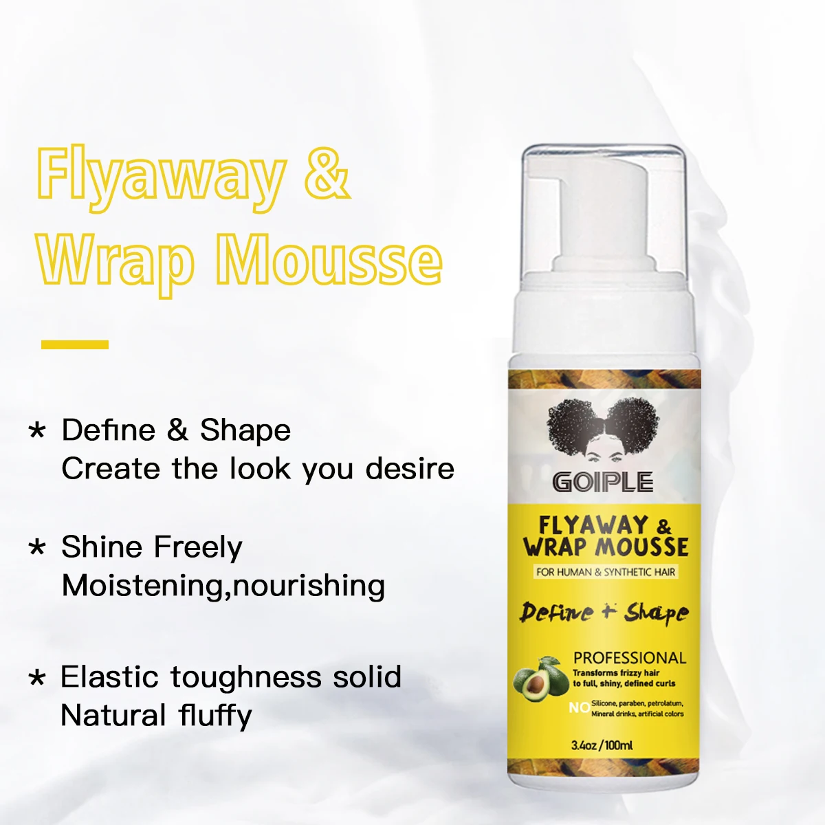 GOIPLE Wrap and Define Mousse Styling Foam for Curly Hair Wig Strong Natural Finishing Hold Edge Control Wax Stick Slick Kit