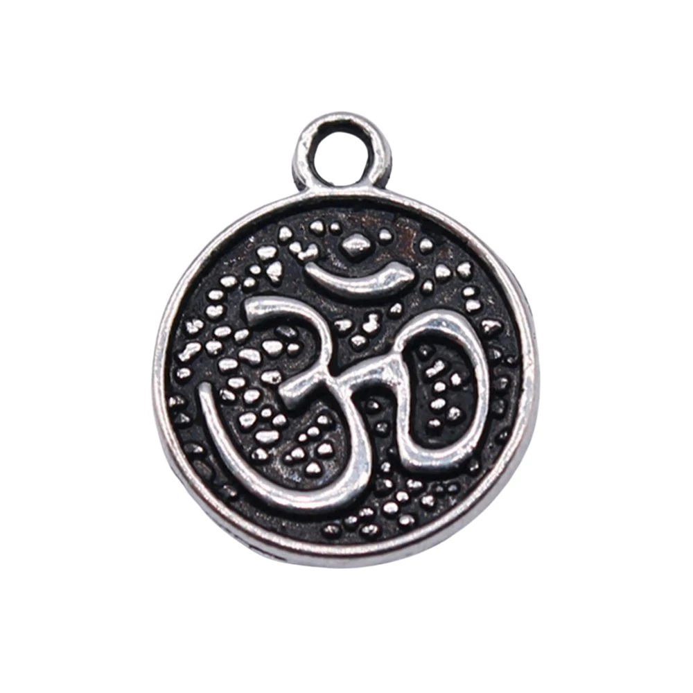 

20pcs/lot 13x11mm Om Charms For Jewelry Making Antique Silver Color 0.51x0.43inch