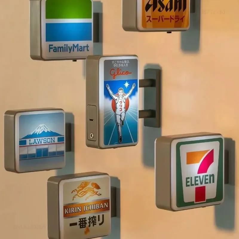 1pcs Dotonbori Glico 711 Lake Kawaguchi-ko Town Lawson Advertising Store Sign Fridge Magnet Lightboard Sticker