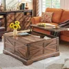 Farmhouse Lift Top Coffee Table with Storage, Wood Square Center Table with Large Hidden Compartment, Rustic Lift Tabletop 1