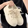 Low-Top Round-Toe White Canvas Shoes Women's Casual Versatile Flat Bottom Rubber Sole Comfortable Breathable Footwear