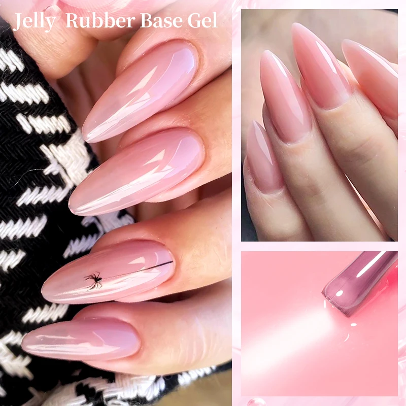 12PCS Jelly Nude Rubber Base Gel Set Black Crystal Translucent Color Construction Gel Semi Permanent Soak Off UV LED Varnish Kit 5