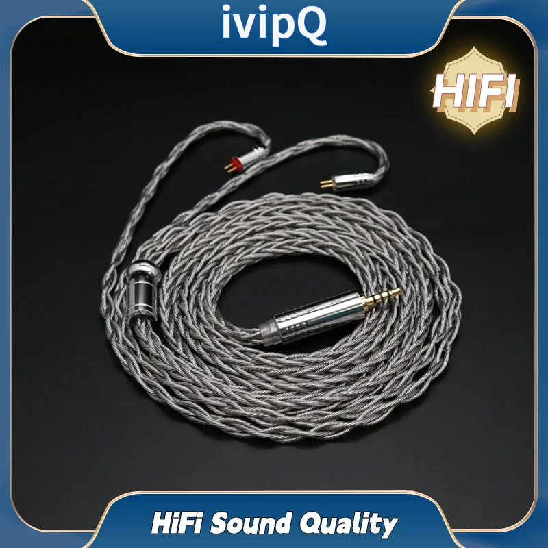 Ivipq-イヤホンアップグレードケーブル、8コア、シルバーグラファイブ