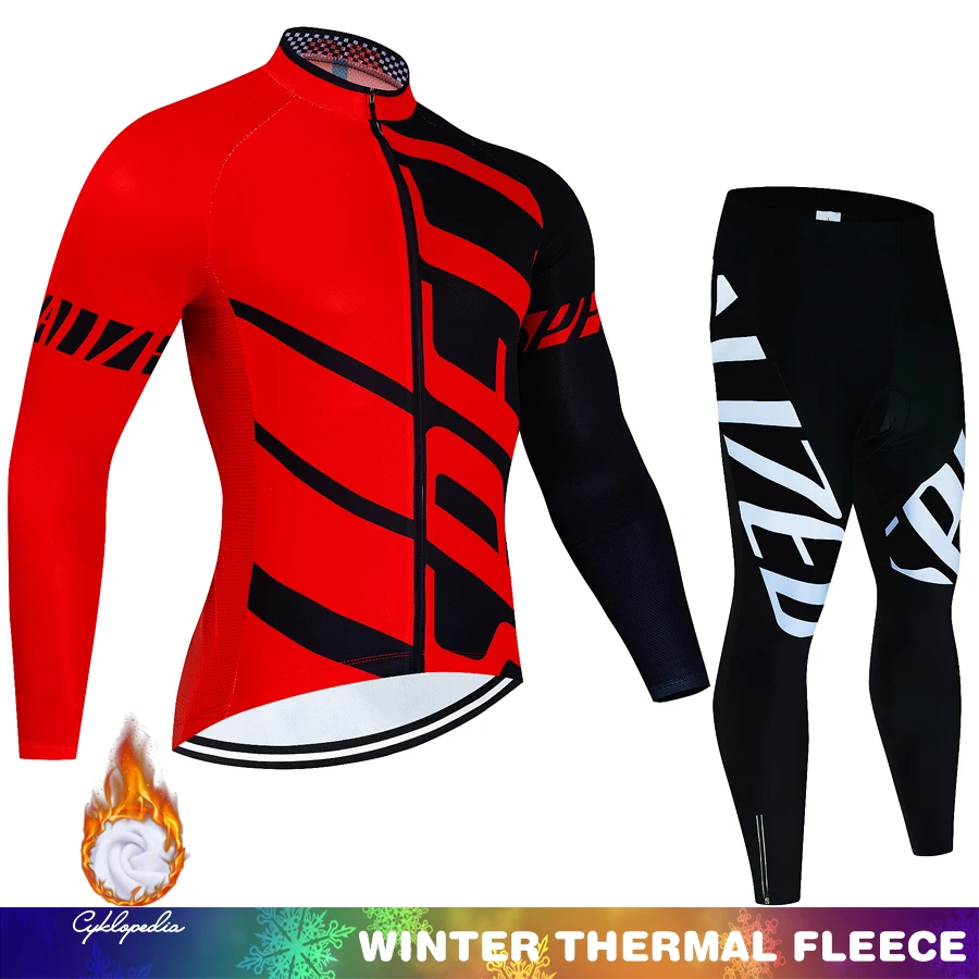 SPECIAUZED Winter Thermal Fleece Cycling Jersey Set Long Sleeve Bicycle Clothing MTB Bike Wear Maillot Ropa Ciclismo Cycling Set