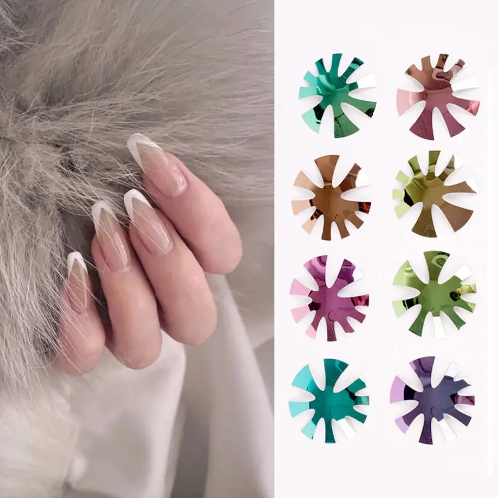 9 Taglie Easy French Smile Cut V Line Suggerimenti A Forma Di Mandorla Manicure Edge Trimmer Nail Cutter Acrilico Francese Nails Mold