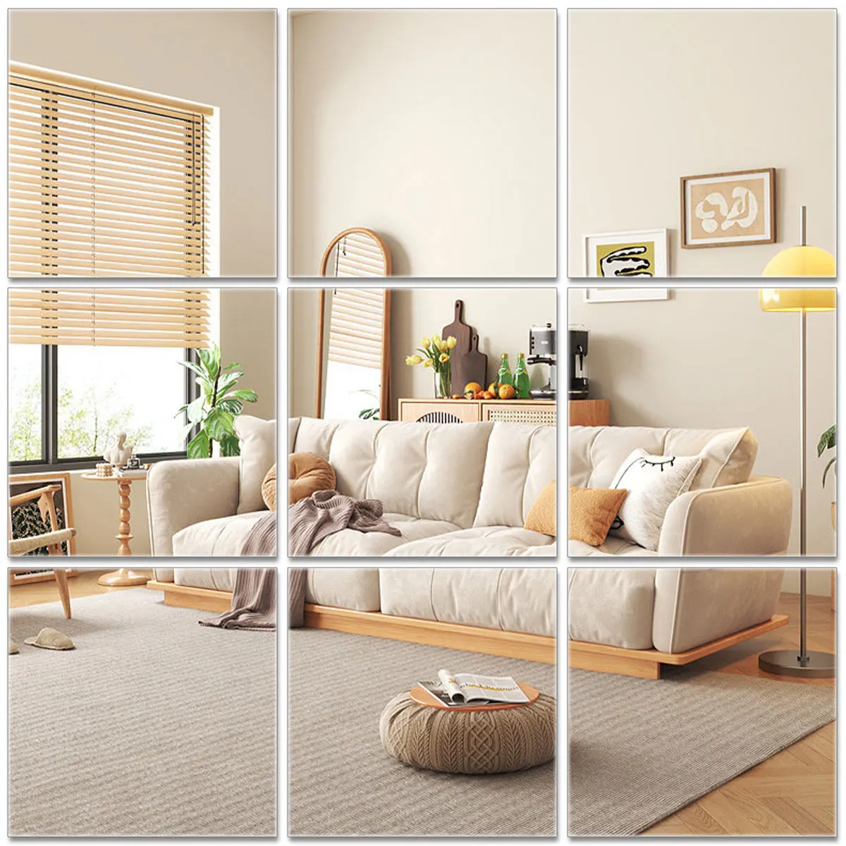 10Pcs Mirror Sheets Self Adhesive Non Glass Mirror 12 x 12 Inch Ultra-thin Flexible Sheets DIY Tiles Stickers