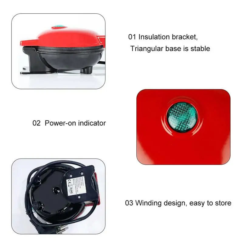 Electric Portable Home Mini Breakfast Machine Waffle Maker Non-Stick Sandwich Breakfast Maker Cooking Utensils For Cookies Cakes