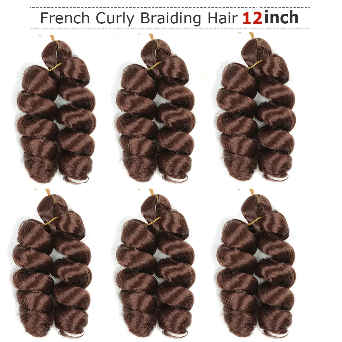 French Curl Synthetic Ombre Braiding Hair Extensions12 Inch Loose Wave Bouncy Crochet Hair Pre Stretched for Braids 4