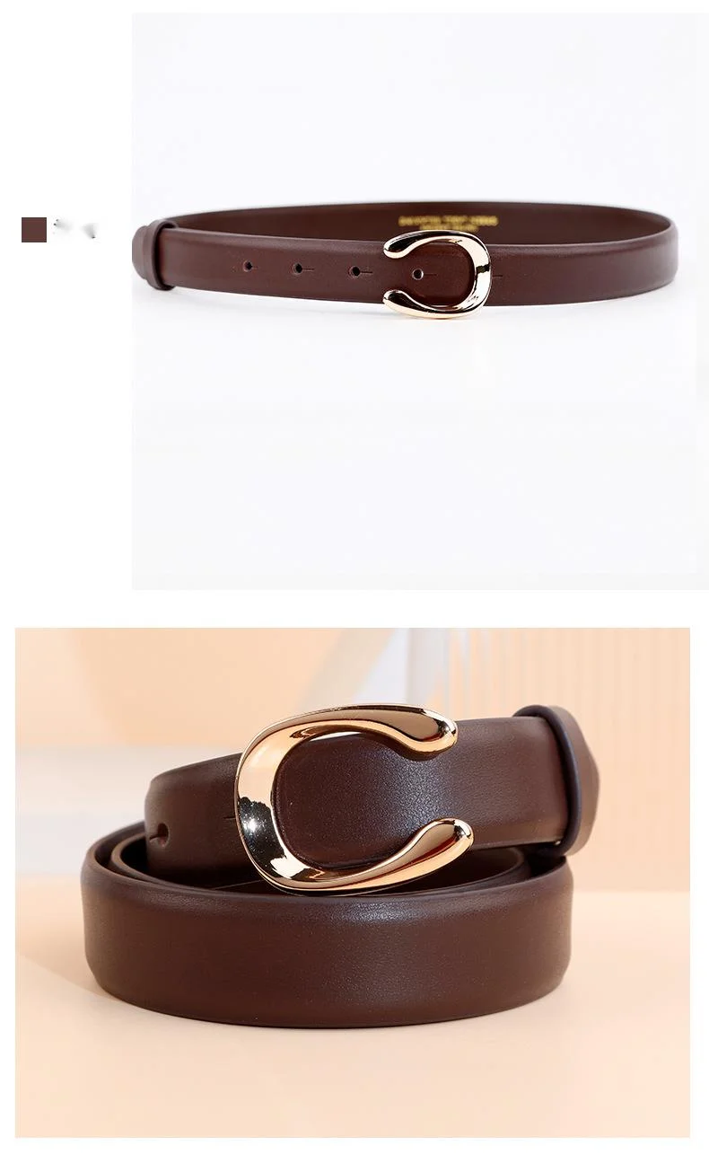 Versatile Women's Belt With C-buckle In High Grade Cowhide Leather_voghion.com