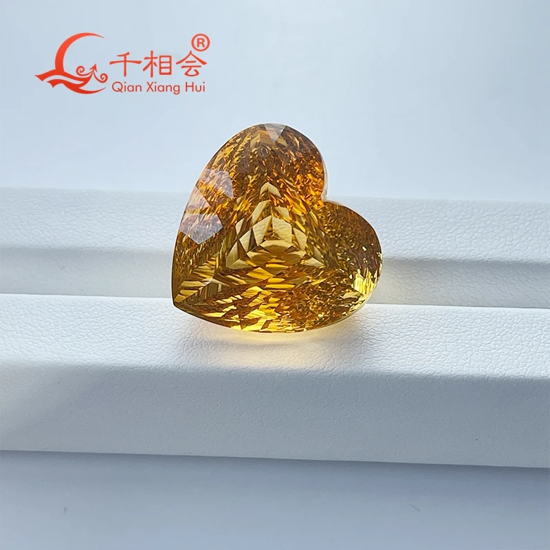 52.46ct Natural Citrine Heart Shape Gemstone Millennium Cut Loose Stone for Jewelry Making with GRC Certification