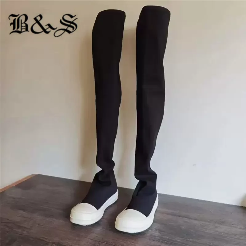 

Black& Street Vice line TPU sole trainer sock canvas Boots over knee Fragrance Bottom sneak runner rock Boot