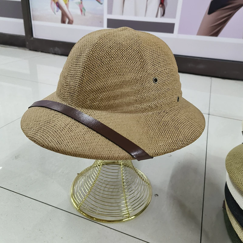 Se6436a640de84ab493f8bc401d11dc18j New Straw Helmet Pith Fedora Hats for Babies, Kids, Women, Men Vietnam War Army Sun Hat Dad Boater Bucket Hats Safari Jungle Miners Cap Mallzona
