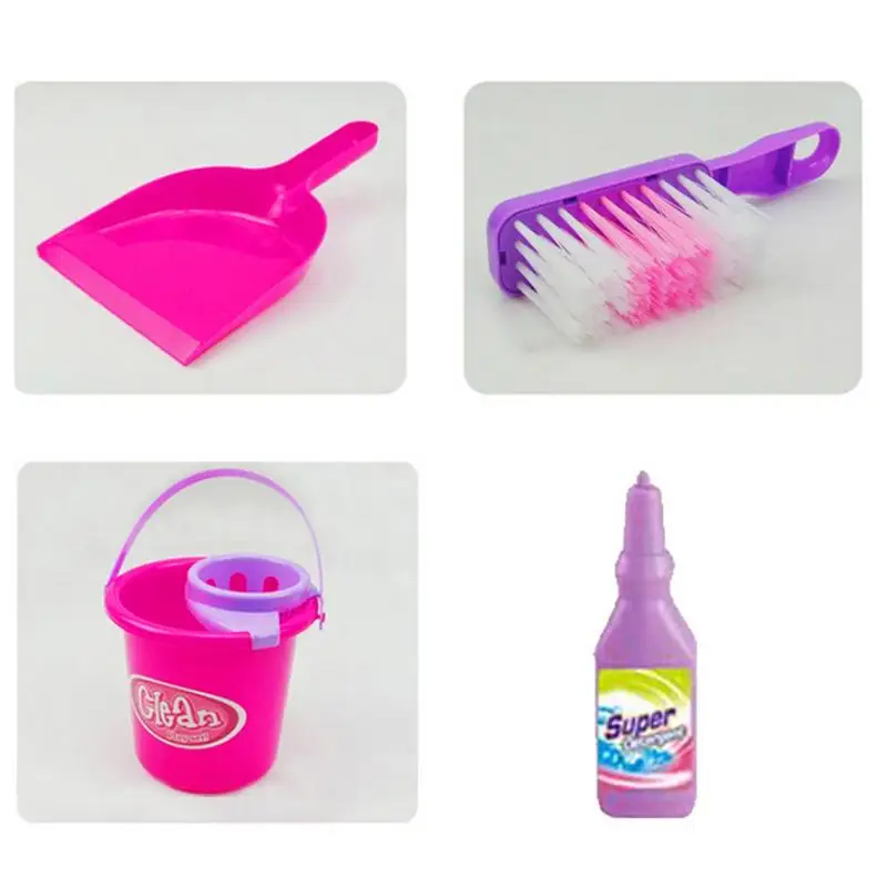 Cleaning Toy Kids Broom And Dustpan Set Pretend Play Set For Girls & Boys 3 Toddler Toy Broom Set For Household Cleaning 3