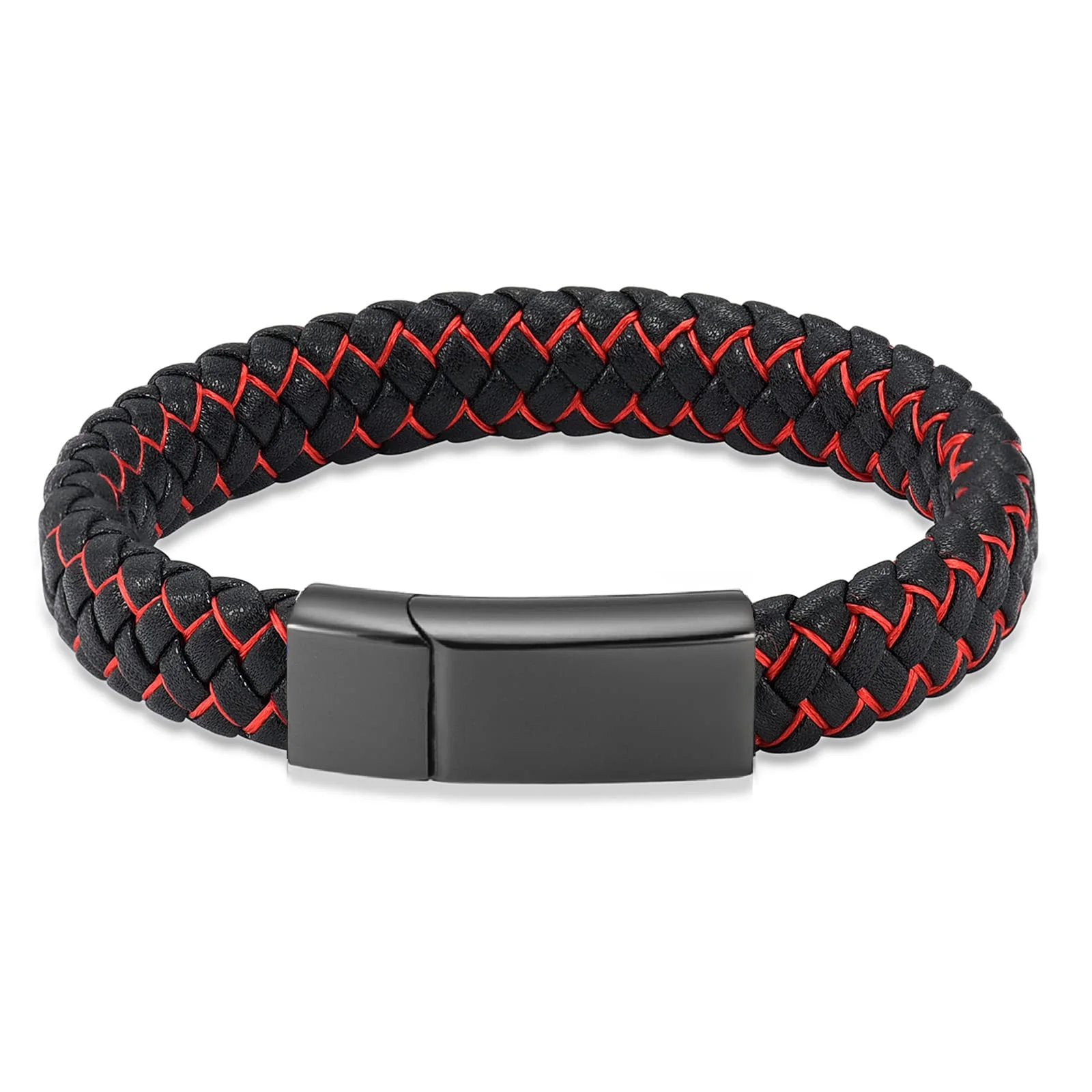 Oinsi Genuine Leather Cremation Bracelet With Stainless Steel Ash Tube - Memorial Jewelry For Men & Women (Black, 22") - View #11