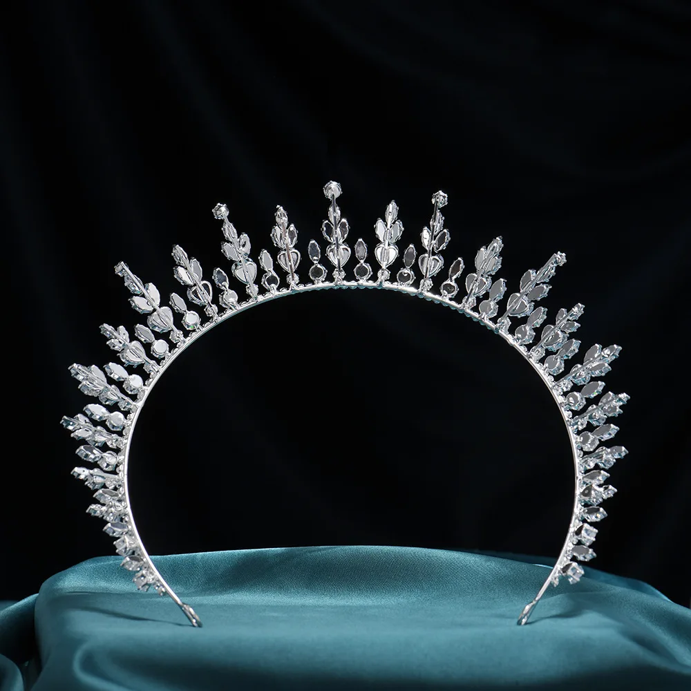 Bruids bruiloft tiara, strass gouden hoofddeksel, verjaardag koningin kroon, bruiloft haaraccessoires voor vrouwen, rood