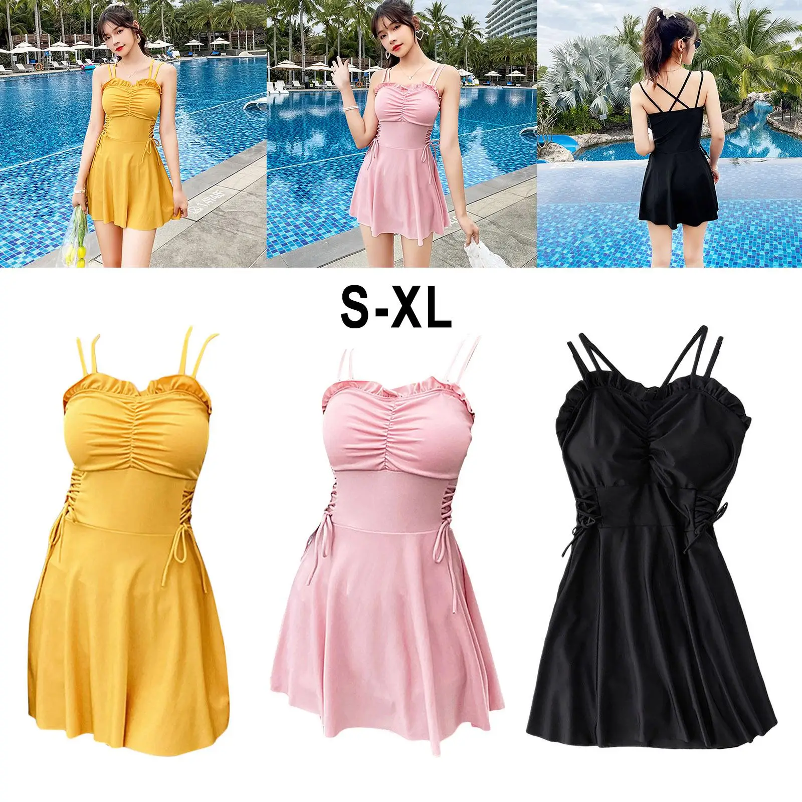 One piece swimsuit swim skirt elastic bathing suit women swimming push up vintage monokini summer beach wear women one piece swimsuit