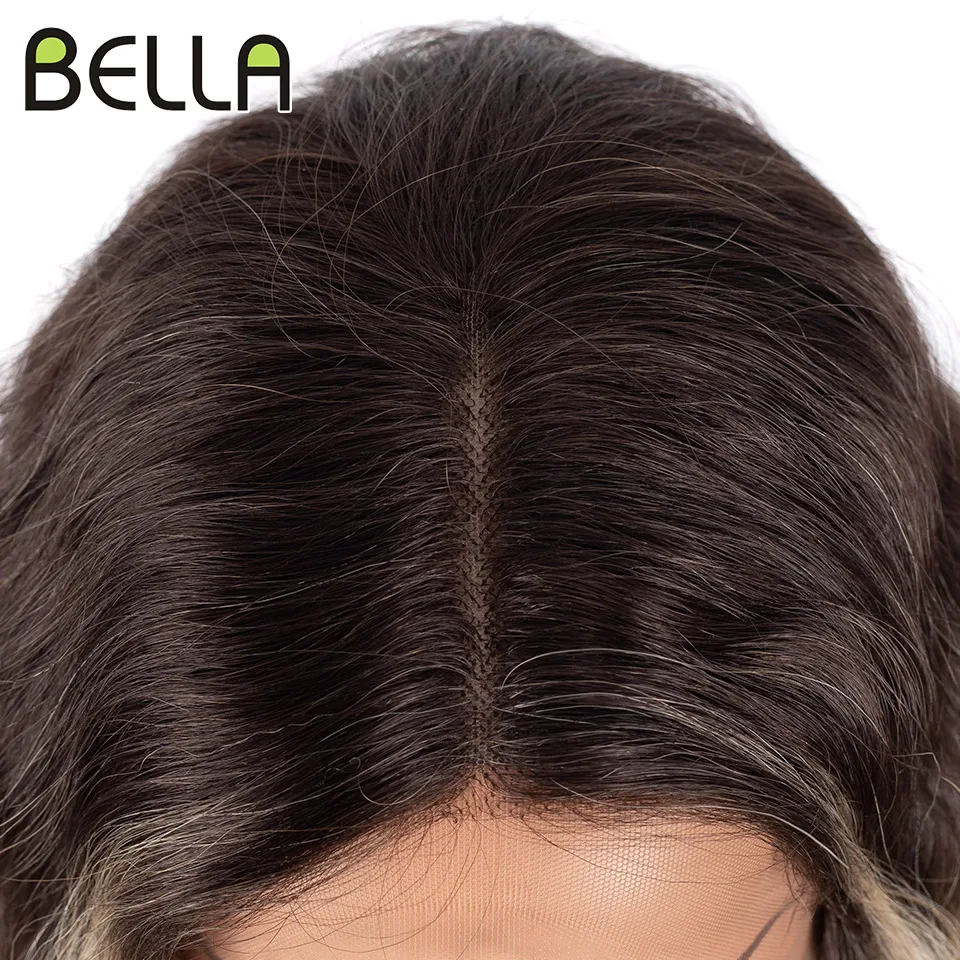 Bella 40 Inch Synthetic Deep Wave Long Wigs Ombre Blonde Brown Cosplay Heat Resistant Fiber Fake Hair synthetic wig
