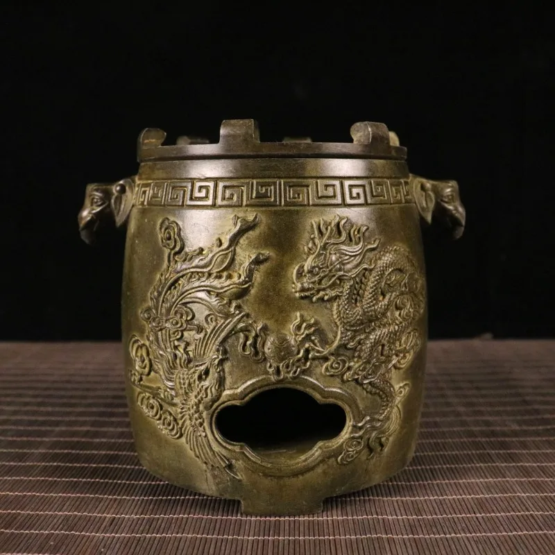 

Коллекционная Бронзовая статуя печь 5,9 "в виде дракона и слона Феникса