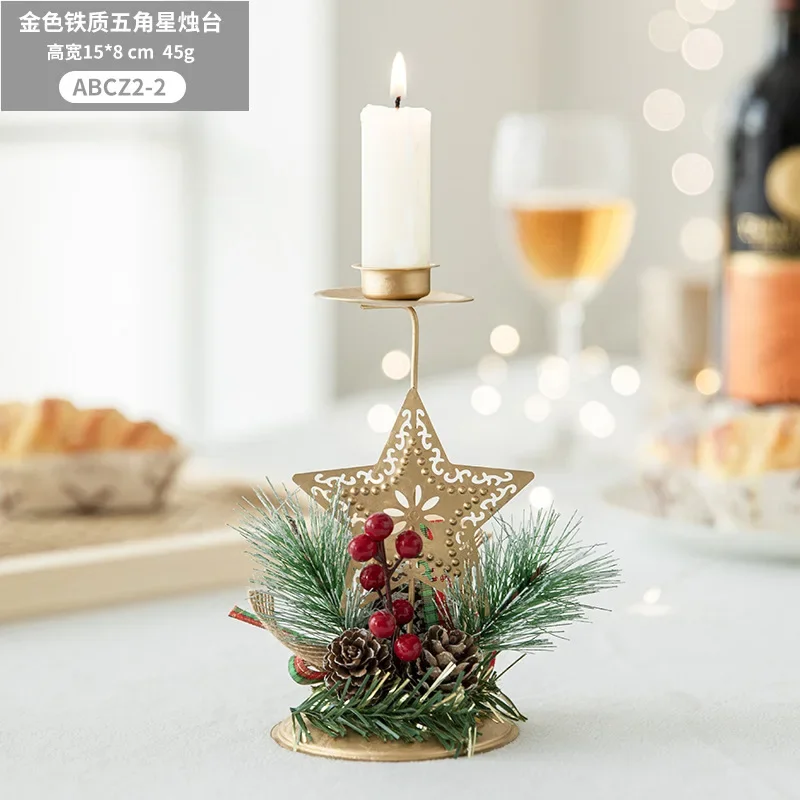 thumbnail image 1 of Christmas Golden Wrought Iron Candlestick Snowflake Elk Pendants Christma Oranments Merry Christmas Decor Happy New Year 2025, 1 of 5