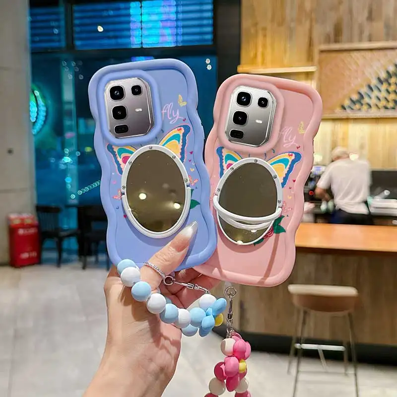 Cartoon Butterfly Phone Case Set with Lanyard and Stand - 3-Piece Collection