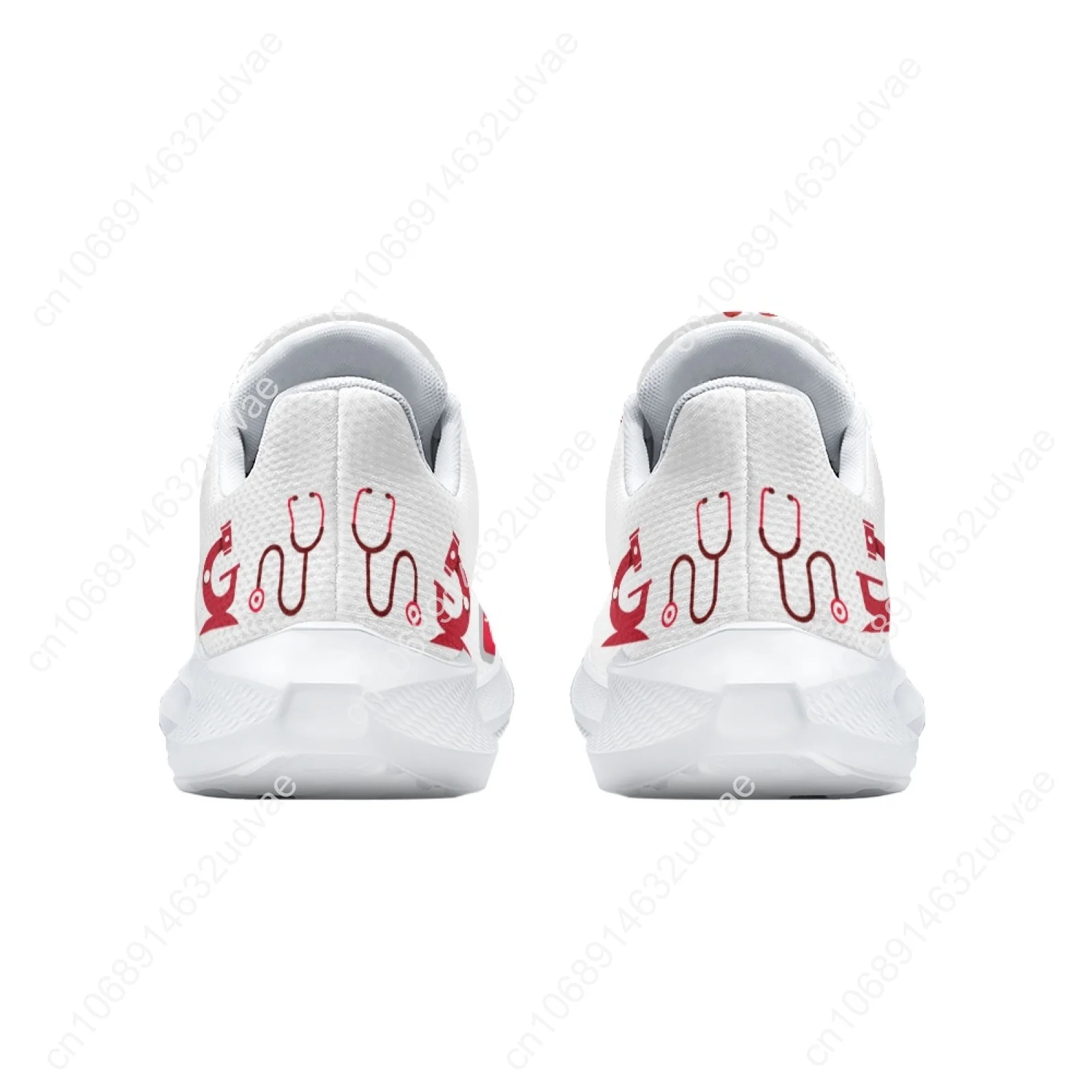 White Nursing Shoes For Women Cartoon Medical Doctor Running Shoes ECG Printed Comfortable Girls Fitness Sneakers