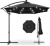 10ft Solar LED Offset Hanging Market Patio Umbrella for Backyard, Poolside, Lawn and Garden w/Easy Tilt Adjustment, Polyester Sh 1