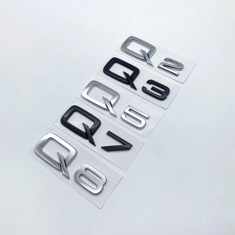 

3D ABS Numbers Letters Q2 Q3 Q4 Q5 Q6 Q7 Q8 Emblem for Audi Q series Car Fender Trunk Rear Logo Sticker Black Silver