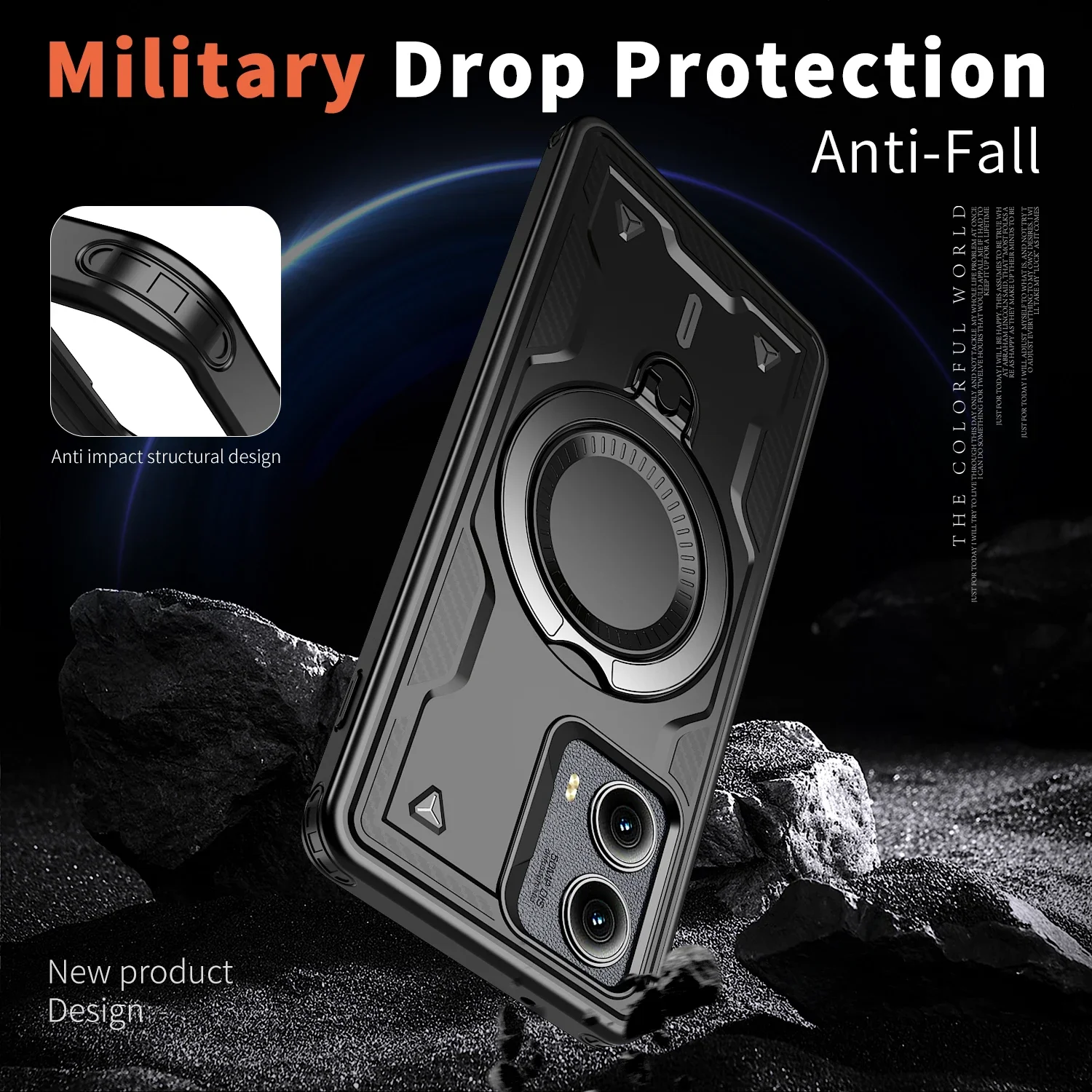 Magnetic Armor Shockproof Case with Stand and Wireless Charging Compatibility