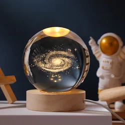 USB LED Night Light Galaxy Crystal Ball Lamp 3D Planet Moon Lamp Home Decoration