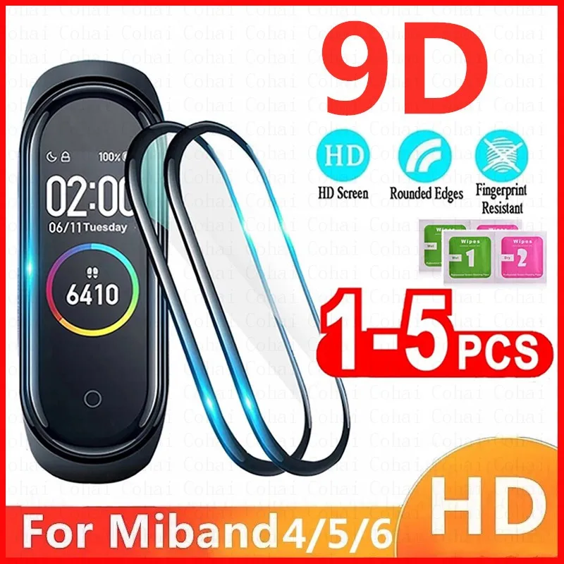 Защитное стекло 9D для Xiaomi mi band 4 5 6 полное покрытие Защитная пленка смарт-часов Miband