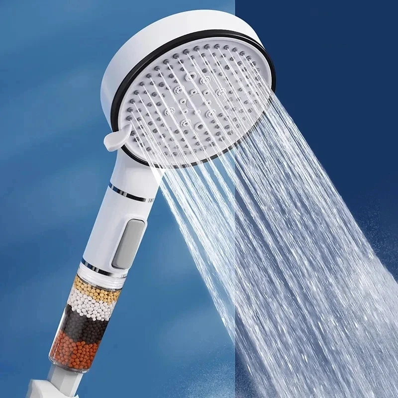 5 Modes High Pressure Shower Head Anti Limestone Filter Hygienic Remove Calcario Shower with Holder and Hose Bath Accessories 5