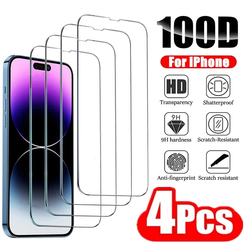 4-teiliges gehärtetes Glas für iPhone 14 13 12 11 Pro maximaler Displayschutz für iPhone 12 Mini 13 Mini 7 8 14 Plus_voghion.com