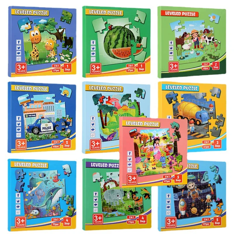 Montessori Foldable Magnetic Puzzle for Boy Girl Animal Travel Puzzles Book Wooden Magnet Jigsaw Puzzle Educational Toys 3 4 5 Y