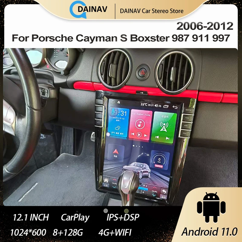 

8+128GB For Porsche Cayman S Boxster 987 911 997 2006-2012 Tesla Style Carplay Car Stereo Radio Multimedia Player GPS Navigation