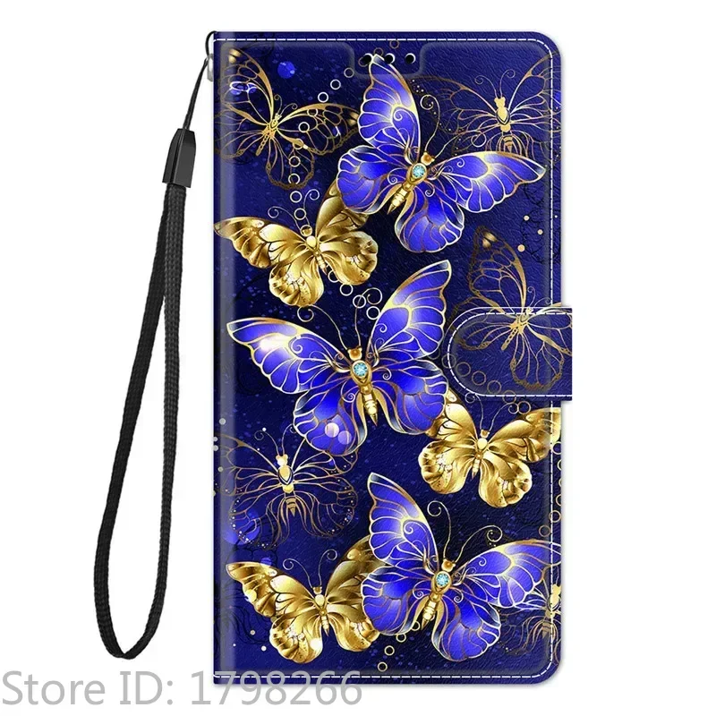 Leather Wallet Phone Case - Magnetic Flip Cover with Stand and Artistic Design
