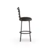 3-Pack Indoor Adjustable 24" or 29" Bronze Ladder Back Swivel Barstool, Espresso Vegan Leather Seat 5
