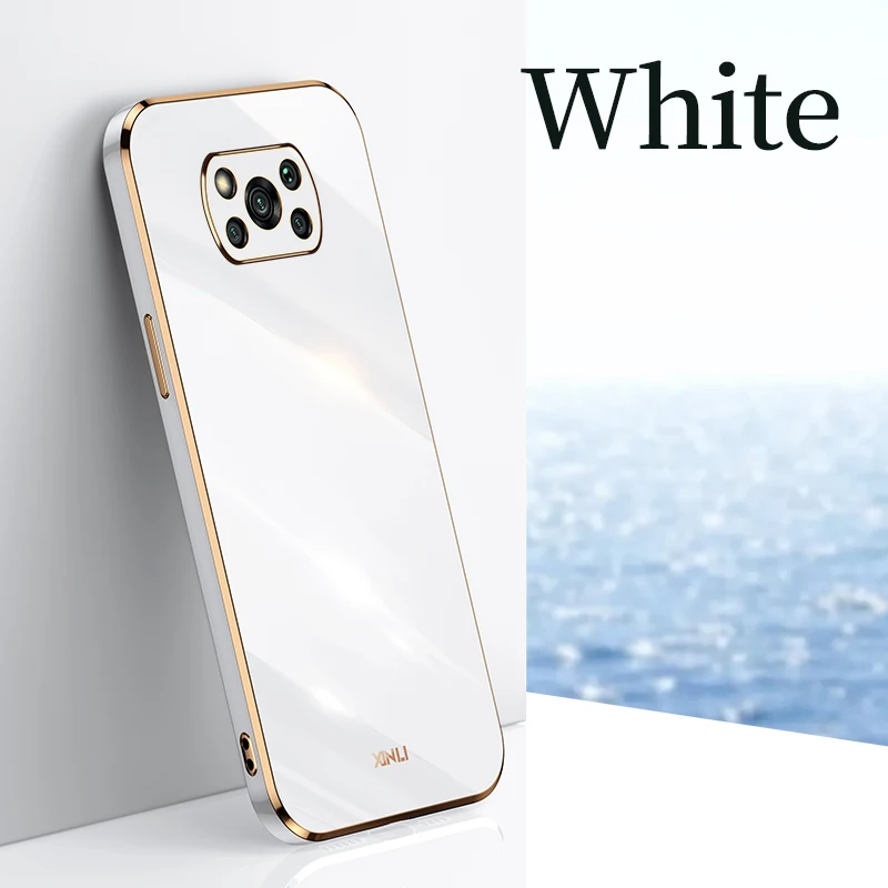 Luxury Gold Frame Silicone Phone Case with Plating Finish - Soft Back Cover