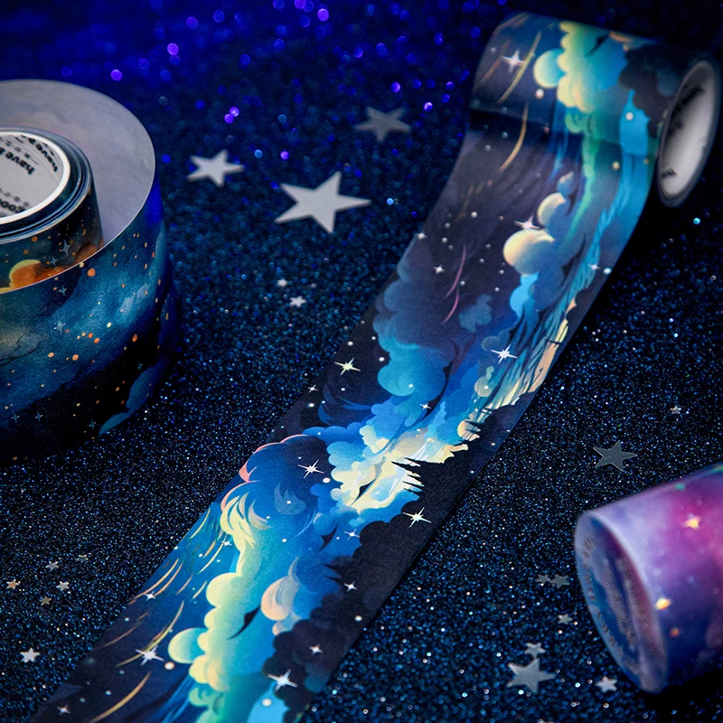 50mm*2m Colorful Starry Sky Cloud washi Tape DIY Scrapbook Background Decoration Album Envelope Diary Marking Stationery 3